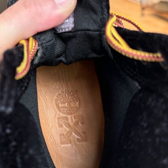 Off-White X Timberland Black Velvet Combat Boots - Picture 12 of 13